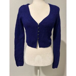 Zara Soft knit cropped top sweater button front M